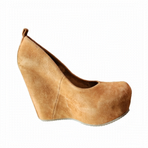 Aldo faux suede high wedge shoes size 6.5 color tan